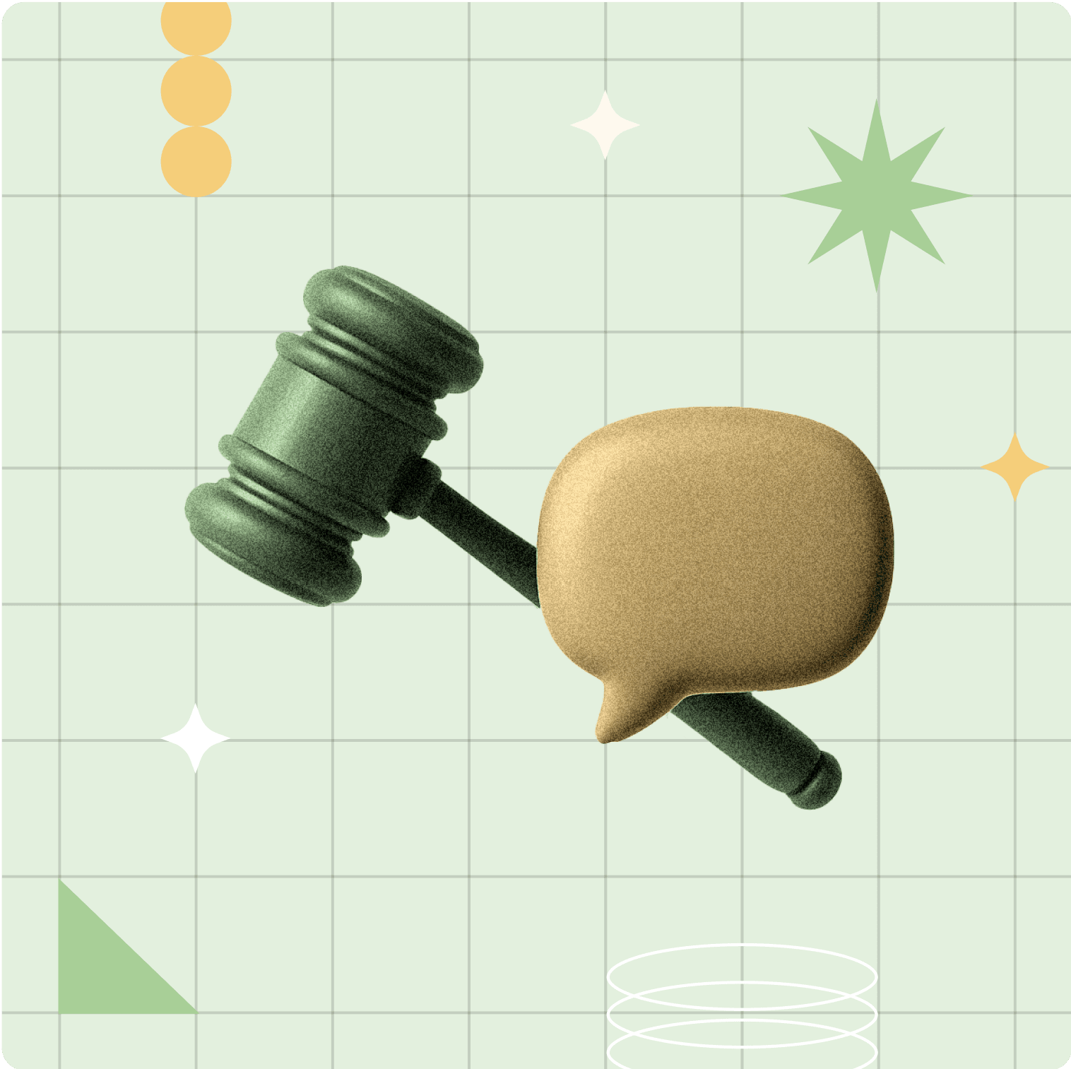 Gavel and speech bubble illustration