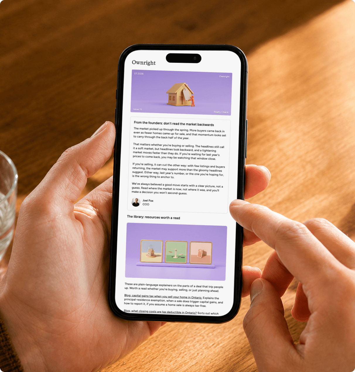 Person reading Realty Check on a phone